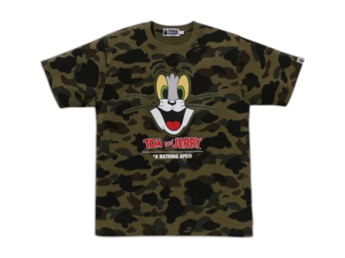 BAPE x Tom And Jerry 85th 1st Camo Tee Green