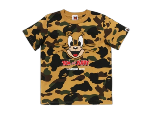 BAPE x Tom And Jerry Kids 85th 1st Camo Tee Yellow