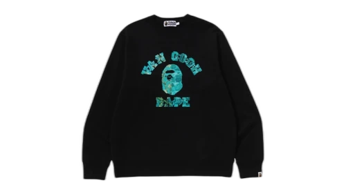BAPE x Van Gogh Museum College Crewneck Sweatshirt Black/Blue