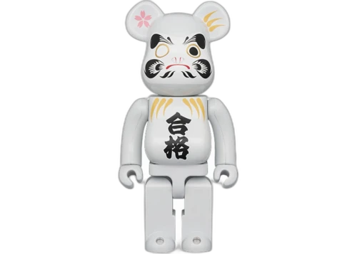 Bearbrick Daruma doll, passed the exam, white plated. 400%