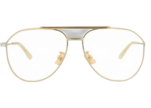 Bottega Veneta Aviator Frame Metal Optical Frames BV1158O-30013193-002 Gold Gold Transparent
