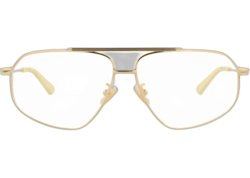 Bottega Veneta Aviator Frame Metal Optical Frames BV1196O-30013686-002 Gold Gold Transparent
