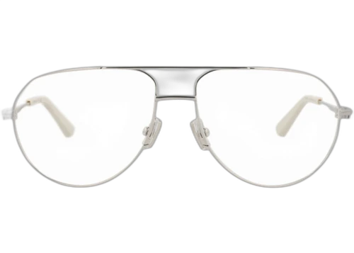 Bottega Veneta Aviator Frame Metal Optical Frames BV1302O-30015213-002 Silver Silver Transparent