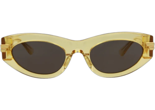 Bottega Veneta Cat Eye Frame Acetate Sunglasses BV1189S-30013678-004 Yellow Yellow Grey