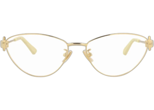 Bottega Veneta Cat Eye Frame Metal Optical Frames BV1188O-30013677-002 Gold Gold Transparent