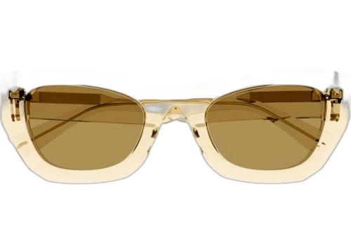 Bottega Veneta Cat Eye Frame Recycled Acetate Sunglasses BV1251S-30014558-004 Yellow Yellow Brown