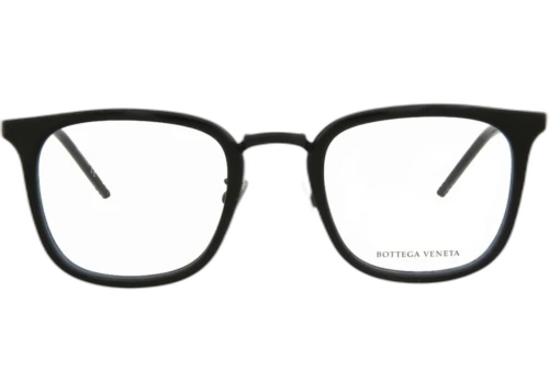 Bottega Veneta Square Frame Acetate Optical Frames BV0111O-30001153-001 Black Black Transparent