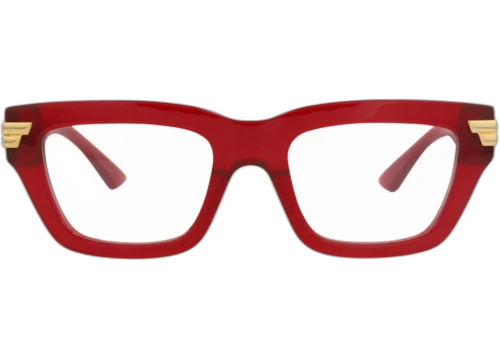 Bottega Veneta Square Frame Acetate Optical Frames BV1190O-30013679-003 Burgundy Burgundy Transparent