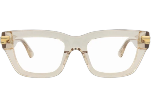 Bottega Veneta Square Frame Acetate Optical Frames BV1190O-30013679-004 Beige Beige Transparent