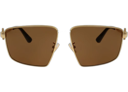 Bottega Veneta Square Frame Metal Sunglasses BV1223S-30014273-005 Gold Gold Brown