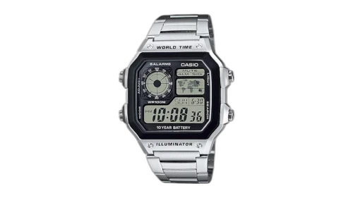 Casio Men’s Black and Silver Digital Watch AE-1200WHD-1AV-EW