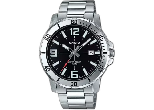 Casio Men’s Black Dial Analog Watch Steel Bracelet MTP-VD01D-1BVUDF