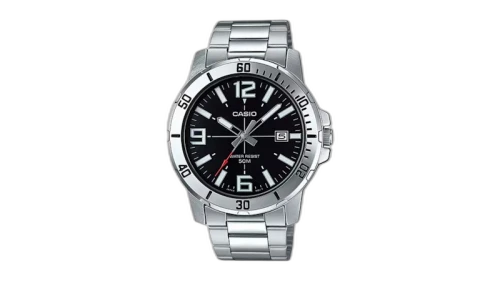 Casio Men’s Black Dial Analog Watch Steel Bracelet MTP-VD01D-1BVUDF-NOBX-EW