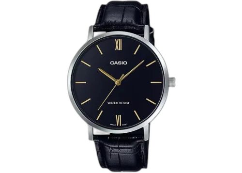 Casio Men’s Black Dial Leather Strap Analog Watch MTP-VT01L-1BUDF