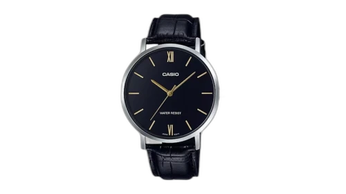 Casio Men’s Black Dial Leather Strap Analog Watch MTP-VT01L-1BUDF-NOBX-EW
