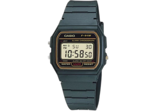 Casio Men’s Black Digital Watch with Gold Dial F-91WG-9Q