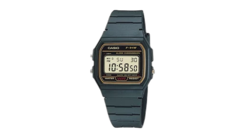 Casio Men’s Black Digital Watch with Gold Dial F-91WG-9Q-NOBX-EW