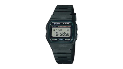 Casio Men’s Black Digital Watch with Green Dial F-91W-3HDG-NOBX-EW