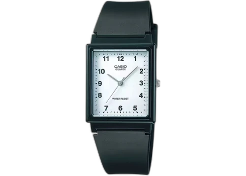 Casio Men’s Black Rectangular Analog Watch with White Dial MQ-27-7B