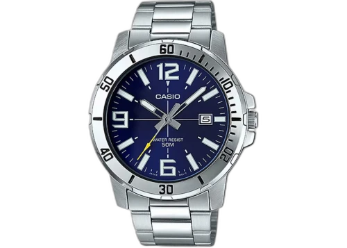 Casio Men’s Blue Dial Analog Watch Steel Bracelet MTP-VD01D-2BVUDF
