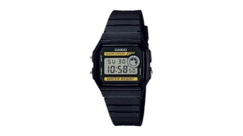 Casio Men’s Digital Watch with Gray Dial and Gold Accents F-94WA-9-NOBX-EW