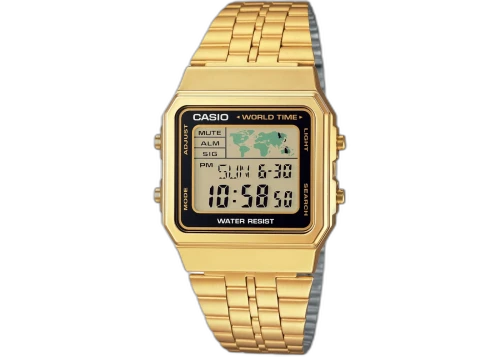 Casio Men’s Digital World Time Watch with Gold Tone Dial A500WGA-1DF