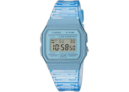 Casio Men's Transparent Blue Digital Watch F-91WS-2CF