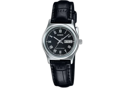 Casio Women’s Black Leather Strap Black Dial Analog Watch LTP-V006L-1BUDF