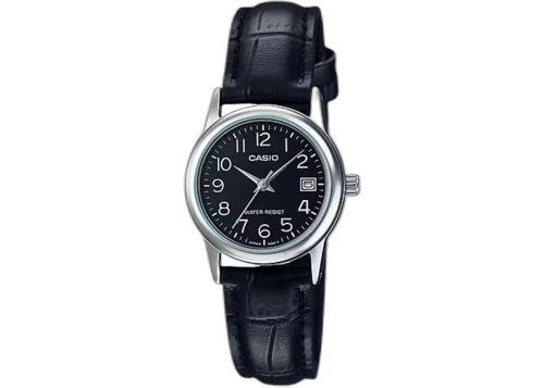 Casio Women’s Black Leather Watch with Black Dial LTP-V002L-1BUDF