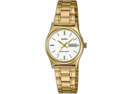 Casio Women’s Gold Stainless Steel Watch with White Dial LTP-V006G-7BUDF