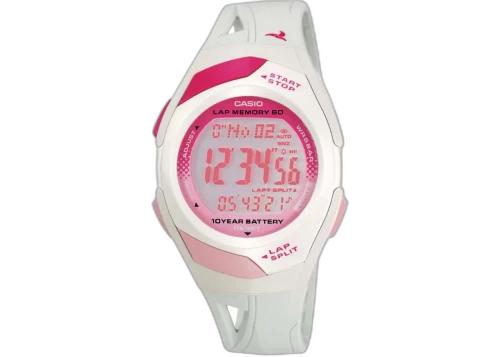 Casio Womens Running Digital White Watch with Pink Dial STR-300-7C
