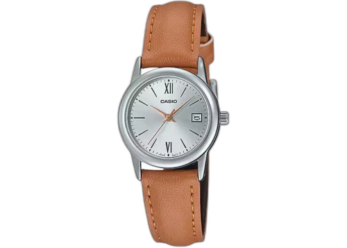 Casio Women’s Silver Dial Watch with Brown Leather Band LTP-V002L-7B3UDF