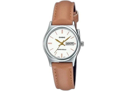 Casio Women’s White Dial Brown Leather Strap Watch LTP-V006L-7B2UDF