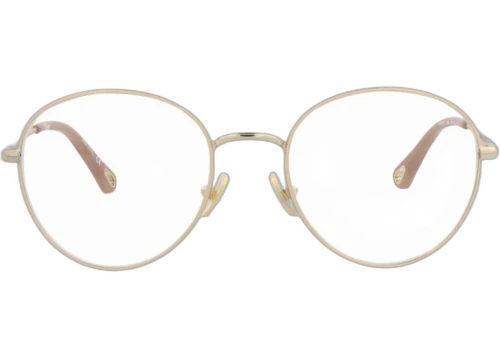 Chloe Round Frame Metal Optical Frames CH0021O-30009815-009 NUDE GOLD TRANSPARENT