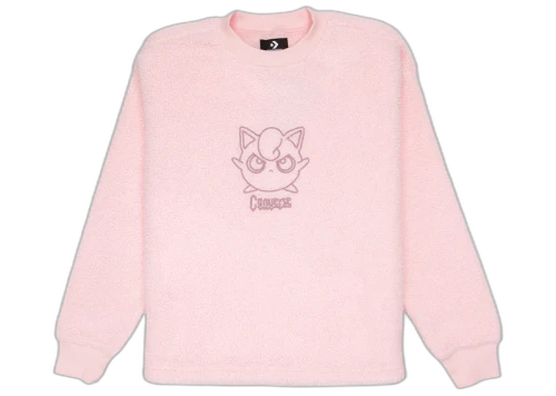 Converse Pokemon Jigglypuff Sherpa Crewneck Sweatshirt Pink