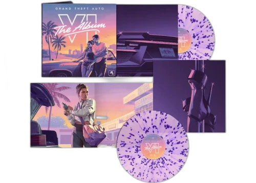 Grand Theft Auto VI The Album Best Buy Exclusive Clear Pink with Purple Splatter Vinyl