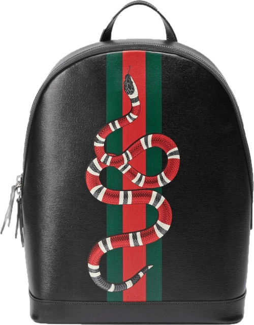 Gucci Web and Kingsnake Backpack Black
