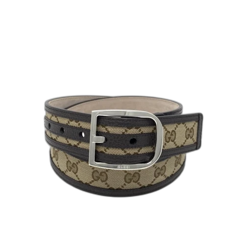 Gucci Belt GG Supreme Leather Trimmed 1.5W Beige/Ebony
