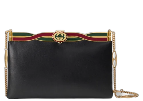 Gucci Broadway Evening Bag Twisted Enamel Black