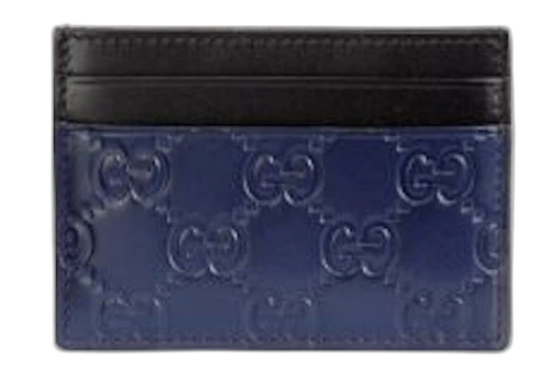 Gucci Card Case Guccissima Blue Black