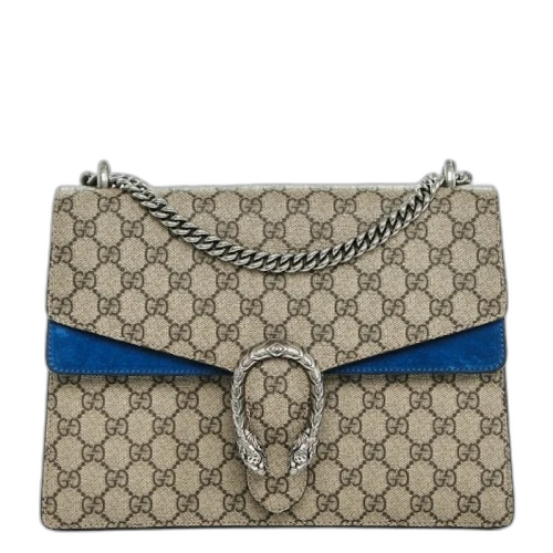 Gucci Dionysus Shoulder Bag GG Supreme Medium Beige/Blue