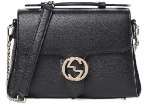 Gucci Dollar Interlocking GG Shoulder Bag Medium Black