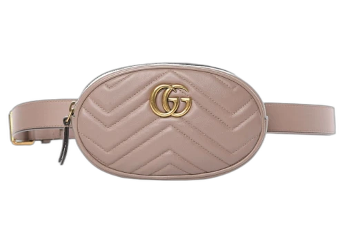Gucci GG Marmont Belt Bag Matelasse Leather Taupe/Rose