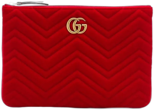Gucci GG Marmont Clutch Velvet Hibiscus Red
