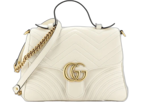 Gucci GG Marmont Top Handle Matelasse Medium White