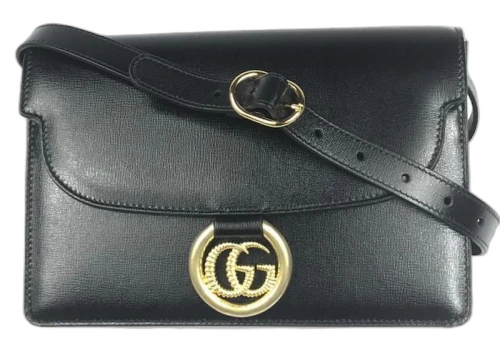 Gucci GG Ring Torchon Shoulder Bag Black