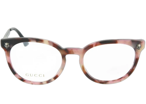 Gucci Round Frame Optical Frames GG0219O-30001795-010 Shiny Iridiscent Pink Havana