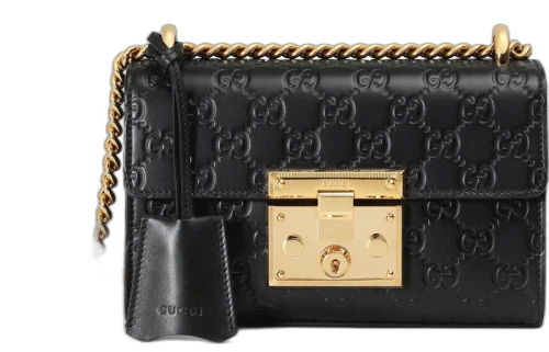 Gucci Padlock Shoulder Bag Guccissima Small Black