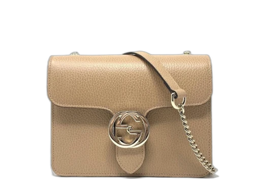 Gucci Interlocking G Shoulder Bag Small Beige