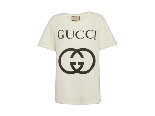 Gucci Interlocking GG Logo Printed T-shirt Natural